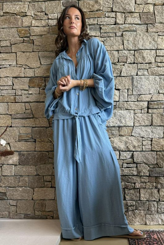 Basso Shirring Sailor Pant Denim